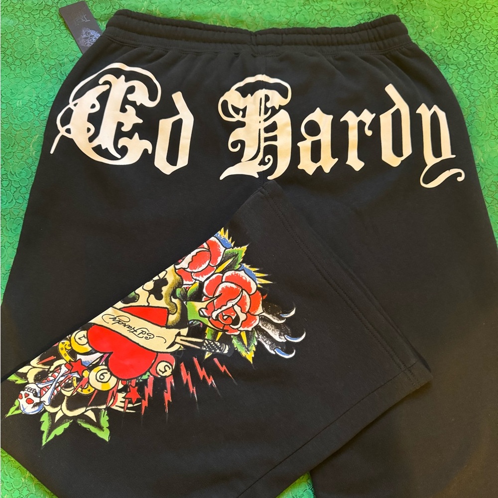 Ed Hardy Black sweatpants with Bold Graphic
